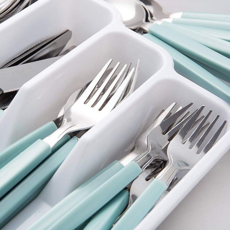 Cutiset 40 piece Stainless Steel Kitchen Flatware set with organizer, Camping Silverware set with color handles set of 8 - Image 4
